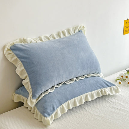 Pillowcases Ruffle Standard Pillowcases Cute Pillowcases Set of 2 Milk Velvet Coral Velvet Pillowcases