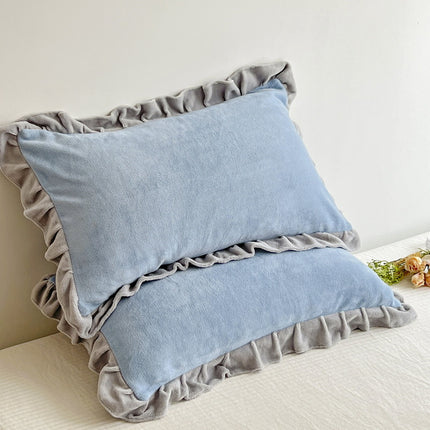 Pillowcases Ruffle Standard Pillowcases Cute Pillowcases Set of 2 Milk Velvet Coral Velvet Pillowcases