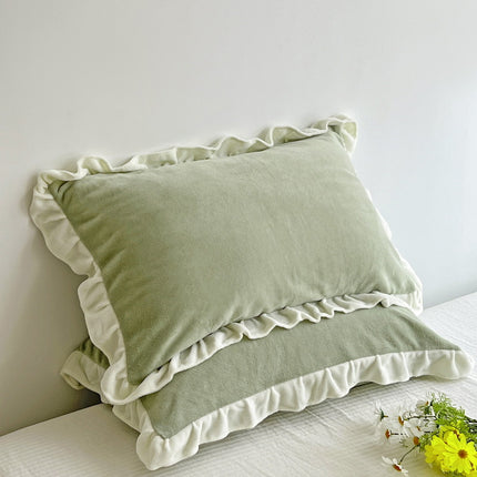 Pillowcases Ruffle Standard Pillowcases Cute Pillowcases Set of 2 Milk Velvet Coral Velvet Pillowcases
