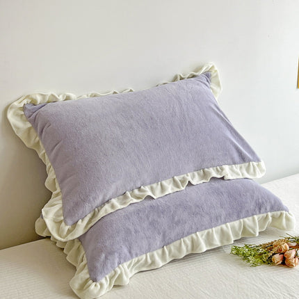 Pillowcases Ruffle Standard Pillowcases Cute Pillowcases Set of 2 Milk Velvet Coral Velvet Pillowcases