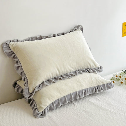 Pillowcases Ruffle Standard Pillowcases Cute Pillowcases Set of 2 Milk Velvet Coral Velvet Pillowcases
