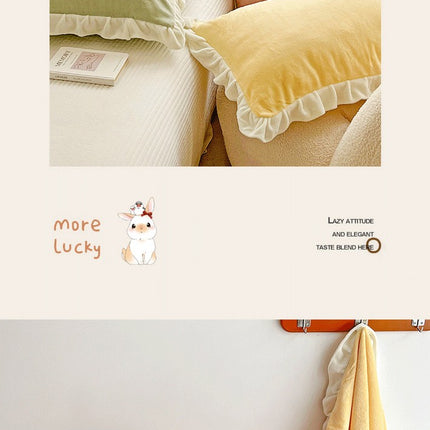 Pillowcases Ruffle Standard Pillowcases Cute Pillowcases Set of 2 Milk Velvet Coral Velvet Pillowcases
