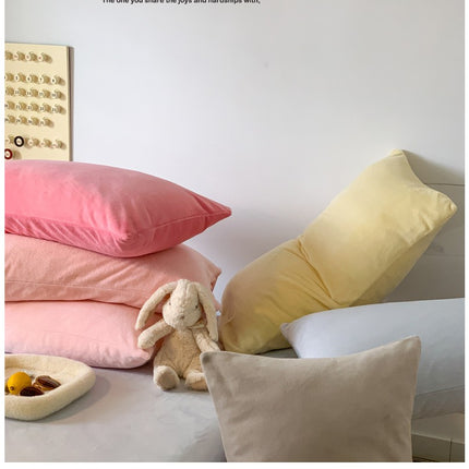 Pillowcases Coral Velvet Milk Flannel Pillowcases Winter Pillowcases Solid Color Fluffy Pillow Cushion