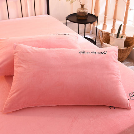 2PACK de taies d'oreiller brodées en velours cristal, paquet de paires, taies d'oreiller simples en velours de corail épais d'hiver, taies d'oreiller en flanelle chaude