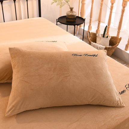 2PACK de taies d'oreiller brodées en velours cristal, paquet de paires, taies d'oreiller simples en velours de corail épais d'hiver, taies d'oreiller en flanelle chaude