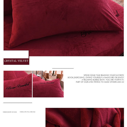 2PACK de taies d'oreiller brodées en velours cristal, paquet de paires, taies d'oreiller simples en velours de corail épais d'hiver, taies d'oreiller en flanelle chaude