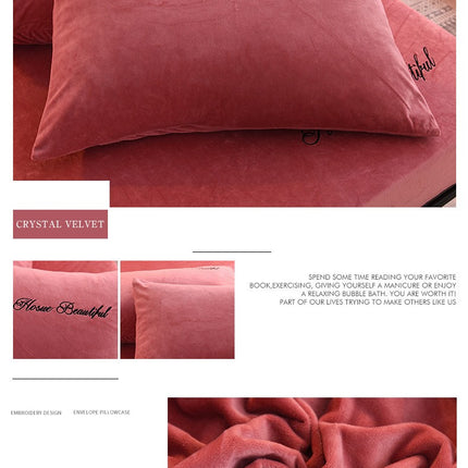 2PACK de taies d'oreiller brodées en velours cristal, paquet de paires, taies d'oreiller simples en velours de corail épais d'hiver, taies d'oreiller en flanelle chaude