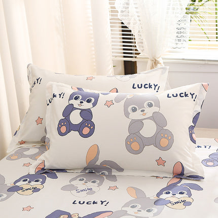 Baumwoll-Kissenbezug-Set, 2 Stück, Baumwoll-Kissenbezug für Zuhause, Schlafzimmer, Studentenwohnheim, Kissenbezug mit Cartoon-Karomuster, Kissenschoner