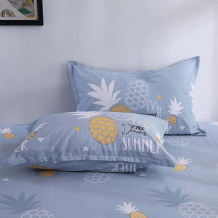 Baumwoll-Kissenbezug-Set, 2 Stück, Baumwoll-Kissenbezug für Zuhause, Schlafzimmer, Studentenwohnheim, Kissenbezug mit Cartoon-Karomuster, Kissenschoner