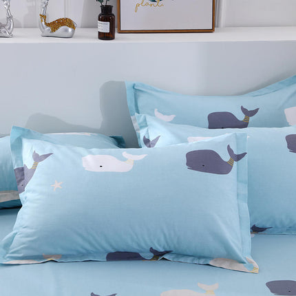 Baumwoll-Kissenbezug-Set, 2 Stück, Baumwoll-Kissenbezug für Zuhause, Schlafzimmer, Studentenwohnheim, Kissenbezug mit Cartoon-Karomuster, Kissenschoner