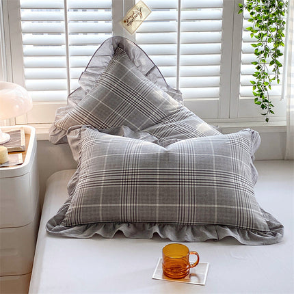 Pillow Cushion 2PACK Washed Cotton Pure Cotton Pillowcase Large Single Pillowcase Cotton Ruffled Pillowcases