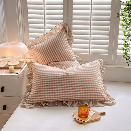 Pillow Cushion 2PACK Washed Cotton Pure Cotton Pillowcase Large Single Pillowcase Cotton Ruffled Pillowcases