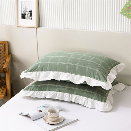 Pillow Cushion 2PACK Washed Cotton Pure Cotton Pillowcase Large Single Pillowcase Cotton Ruffled Pillowcases