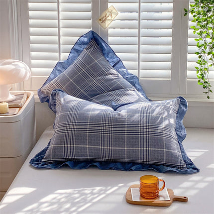 Pillow Cushion 2PACK Washed Cotton Pure Cotton Pillowcase Large Single Pillowcase Cotton Ruffled Pillowcases