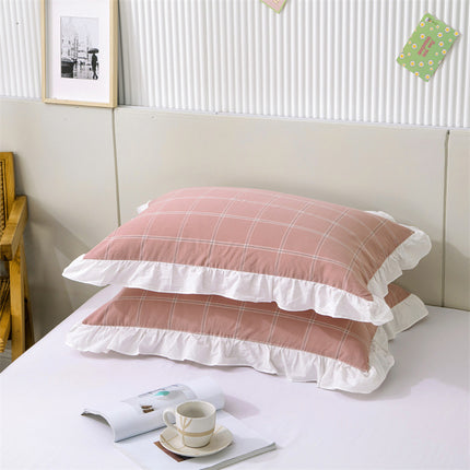 Pillow Cushion 2PACK Washed Cotton Pure Cotton Pillowcase Large Single Pillowcase Cotton Ruffled Pillowcases
