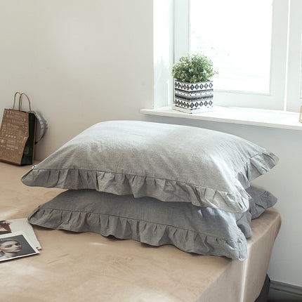 Pillow Cushion 2PACK Washed Cotton Pure Cotton Pillowcase Large Single Pillowcase Cotton Ruffled Pillowcases