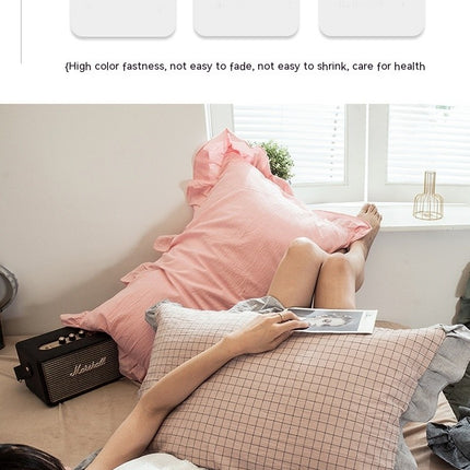 Pillow Cushion 2PACK Washed Cotton Pure Cotton Pillowcase Large Single Pillowcase Cotton Ruffled Pillowcases