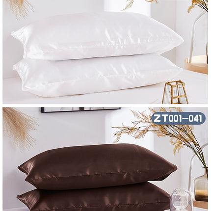 2PACK Silk Satin Pillow Cases Hair Care Skin Care Silk Pillow Cases Solid Color Bed Pillow Cases Smooth Double Pillow Cases