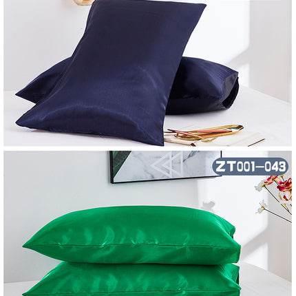 2PACK Silk Satin Pillow Cases Hair Care Skin Care Silk Pillow Cases Solid Color Bed Pillow Cases Smooth Double Pillow Cases