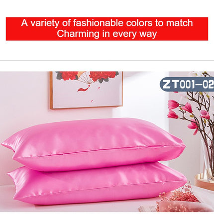 2PACK Silk Satin Pillow Cases Hair Care Skin Care Silk Pillow Cases Solid Color Bed Pillow Cases Smooth Double Pillow Cases