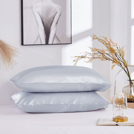 2PACK Silk Satin Pillow Cases Hair Care Skin Care Silk Pillow Cases Solid Color Bed Pillow Cases Smooth Double Pillow Cases