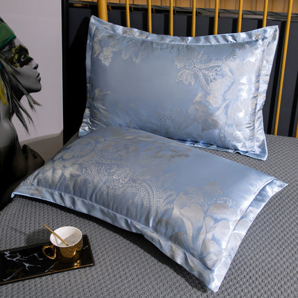 2ER-PACK Jacquard-Kissenbezug Premium Sense/Simulationsseide-Kissenbezug Seidiger Satin-Kissenbezug für Haar und Haut