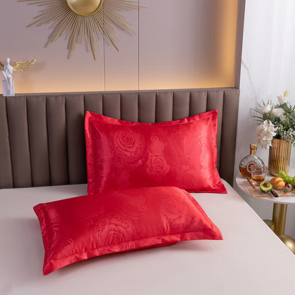2ER-PACK Jacquard-Kissenbezug Premium Sense/Simulationsseide-Kissenbezug Seidiger Satin-Kissenbezug für Haar und Haut