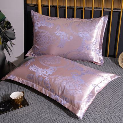 2ER-PACK Jacquard-Kissenbezug Premium Sense/Simulationsseide-Kissenbezug Seidiger Satin-Kissenbezug für Haar und Haut
