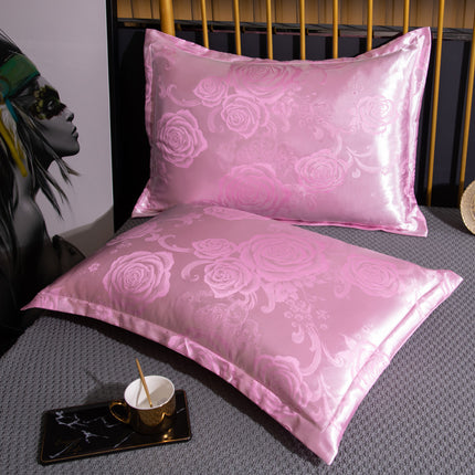 2ER-PACK Jacquard-Kissenbezug Premium Sense/Simulationsseide-Kissenbezug Seidiger Satin-Kissenbezug für Haar und Haut
