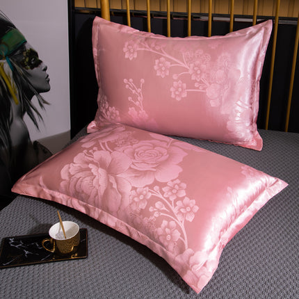 2ER-PACK Jacquard-Kissenbezug Premium Sense/Simulationsseide-Kissenbezug Seidiger Satin-Kissenbezug für Haar und Haut