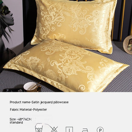 2ER-PACK Jacquard-Kissenbezug Premium Sense/Simulationsseide-Kissenbezug Seidiger Satin-Kissenbezug für Haar und Haut