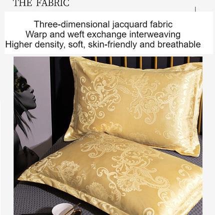 2ER-PACK Jacquard-Kissenbezug Premium Sense/Simulationsseide-Kissenbezug Seidiger Satin-Kissenbezug für Haar und Haut