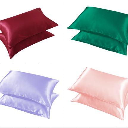 2PACK Silk pillowcase for hair and skin, silky soft ladies hair satin pillowcase king size silk pillowcase with envelope closure