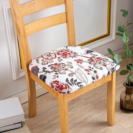 1 Piece Stretch Printed Washable Chair Seat Cover, Removable Upholstered Chair Seat Protector, Kitchen Office Use