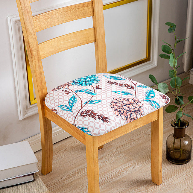 1 Piece Stretch Printed Washable Chair Seat Cover, Removable Upholstered Chair Seat Protector, Kitchen Office Use