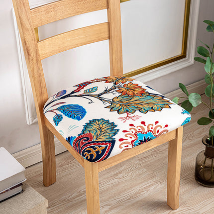 1 Piece Stretch Printed Washable Chair Seat Cover, Removable Upholstered Chair Seat Protector, Kitchen Office Use