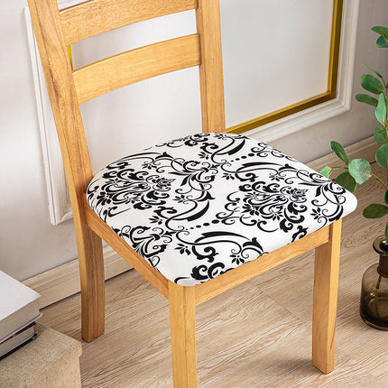 1 Piece Stretch Printed Washable Chair Seat Cover, Removable Upholstered Chair Seat Protector, Kitchen Office Use