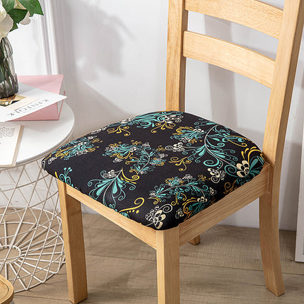 1 Piece Stretch Printed Washable Chair Seat Cover, Removable Upholstered Chair Seat Protector, Kitchen Office Use