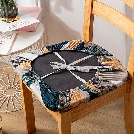 1 Piece Stretch Printed Washable Chair Seat Cover, Removable Upholstered Chair Seat Protector, Kitchen Office Use