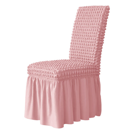Couverture complète extensible, jupe en treillis à bulles, chaise de salle à manger d'hôtel avec dossier central amovible, housse de chaise à dossier haut simple, 1 paquet