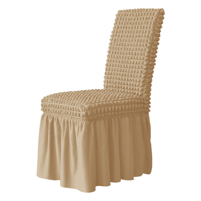 1 Pack Stretch Full Cover Bubble Lattice Skirt Hotel Dining Chair with Removable Center Back High Back Chair Cover Single