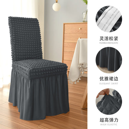 Couverture complète extensible, jupe en treillis à bulles, chaise de salle à manger d'hôtel avec dossier central amovible, housse de chaise à dossier haut simple, 1 paquet