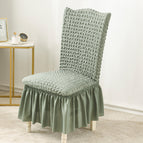 Monochrome green-bubble gauze skirt stib chair cover