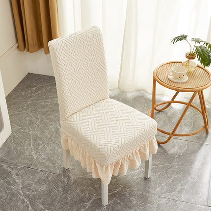 1 paquet de housse de chaise de salle à manger en velours élastique, housse de jupe à volants amovible universelle, adaptée aux banquets, mariages et fêtes