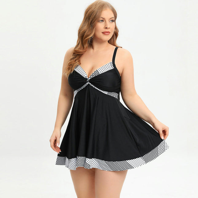 Maillots de bain une pièce grande taille pour femmes avec jupe, col en V, maillots de bain