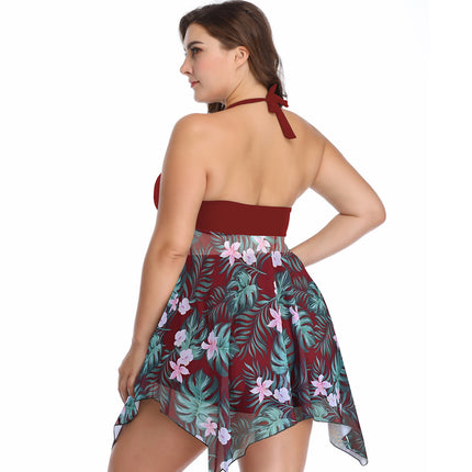 Plus Size Two Piece Swim Dress with Boyshorts for Women Swimsuits Flowy Bathing Suits