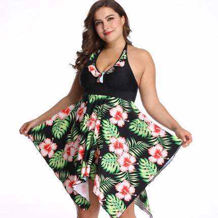 Plus Size Two Piece Swim Dress with Boyshorts for Women Swimsuits Flowy Bathing Suits