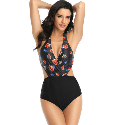 Women's Cutout One Piece Swimsuits High Cut V Neck Bathing Suit