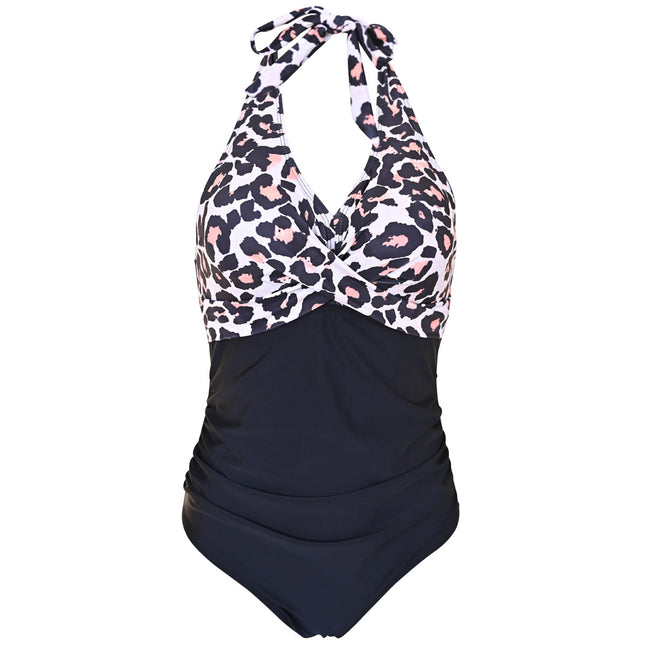 Maillot de bain une pièce taille haute contrôle du ventre froncé dos nu pour femme