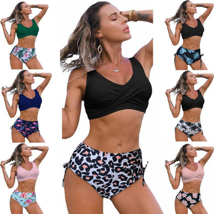 Women's Two Piece High Waisted Bikini Set Tummy Control Swimsuit Full Coverage Bathing Suit